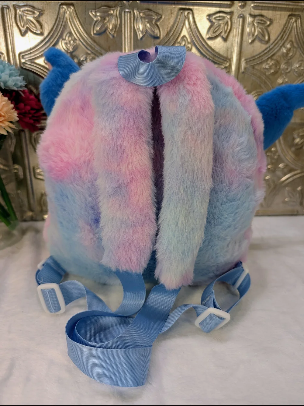 Plush Stitch Character Kids Backpack - Blue & Pastel Pink